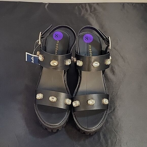 BRAND NEW MADDEN GIRL CRYSTAL LEATHER PLASFORM HEEL SANDAL G1 - Picture 3 of 13